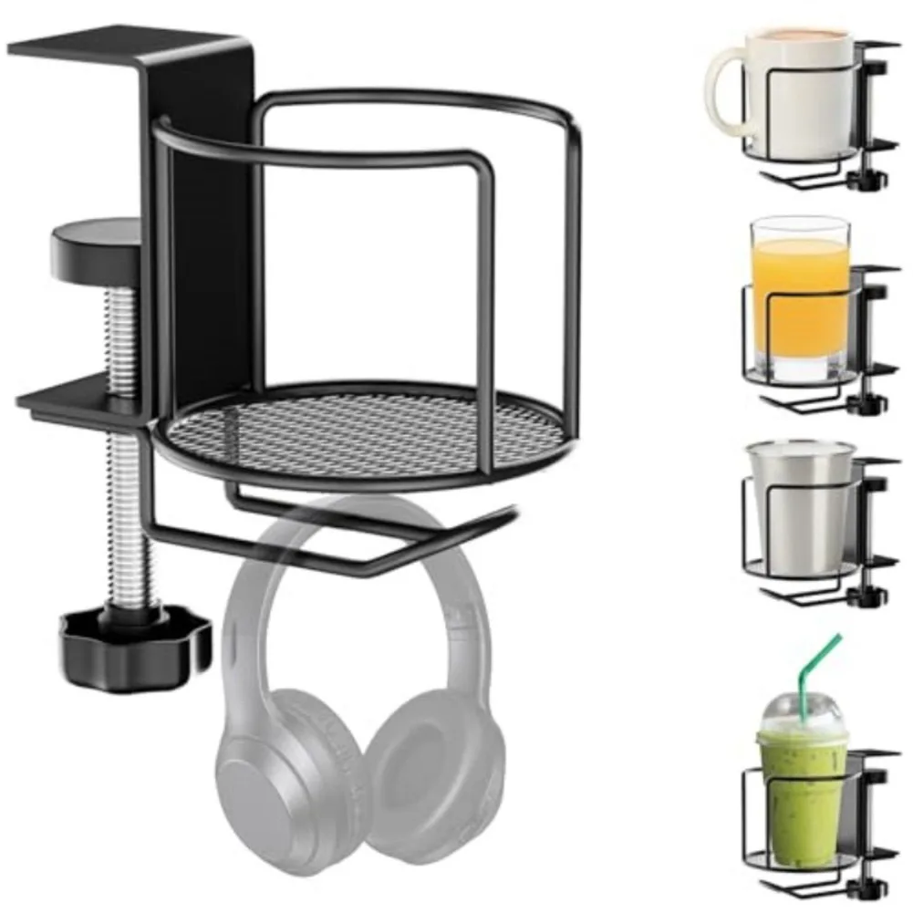 Headphone Stand Desk - 2-in-1 verstelbare bureau bekerhouder anti-lek fleshouder