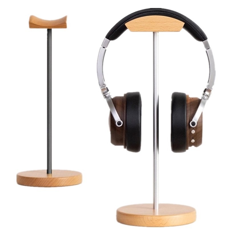 Headphone Stand Desk - Houten en aluminium hoofdtelefoonstandaard van zwart