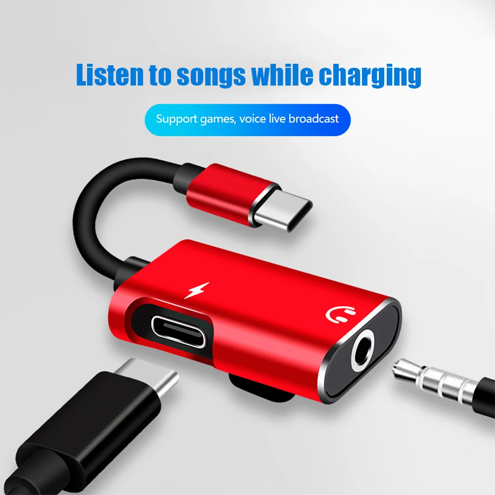 Earphone Splitter Jack - 2-in-1 USB-C naar 3,5 mm jack-adapter