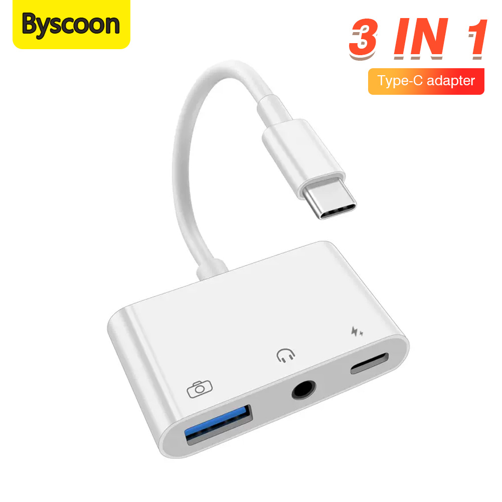 Earphone Splitter Jack - 3-in-1 Type-C naar 3.5mm jack oortelefoon