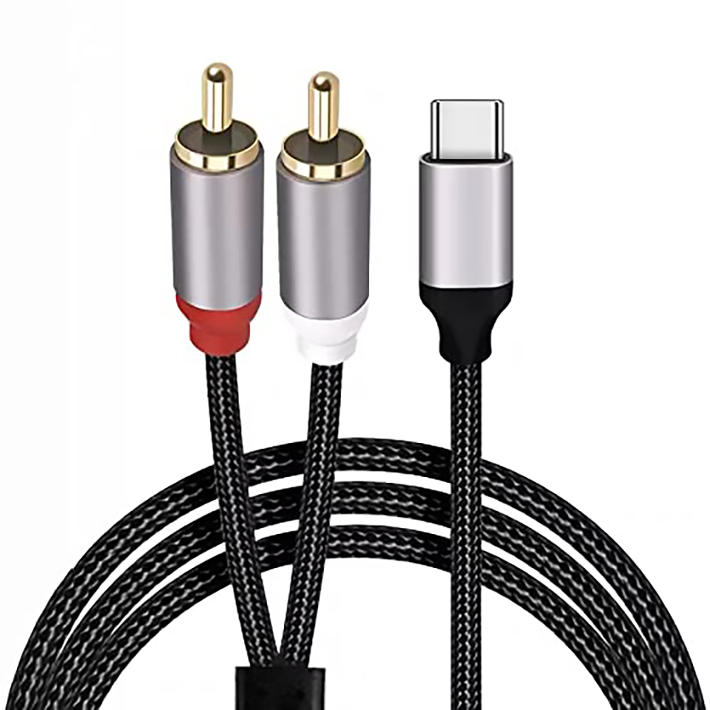 Earphone Splitter Jack - USB C naar 2 RCA-audiokabel, Type-C
