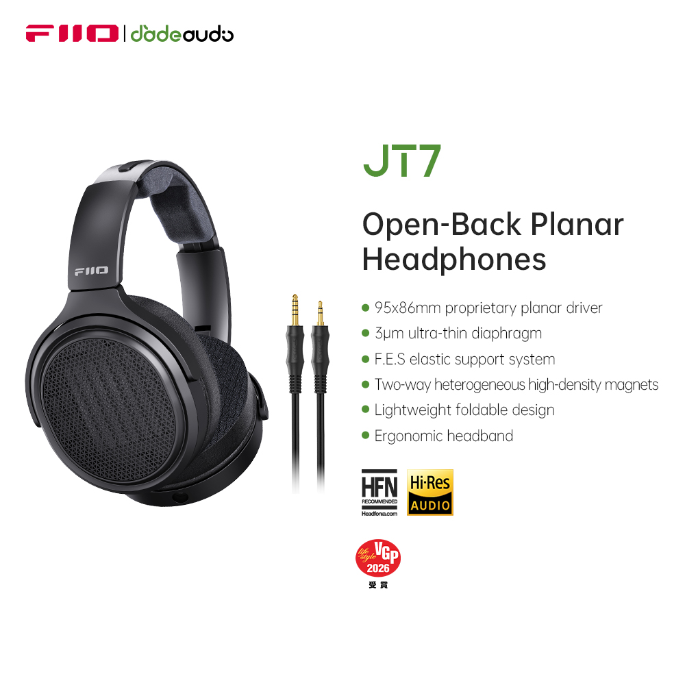 Audiophile Headphone Wired - FiiO JT7 Over-Ear Planar Magnetische Audiofiele